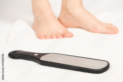 Women's feet and laser file, pedicure and foot care.