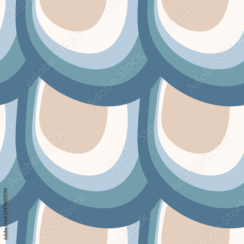 Illustration A seamless pattern on a square background - the scales of a fish, mermaid or dragon. Design element for interior items. Wallpapers, textiles, packaging, background for a website, mobile