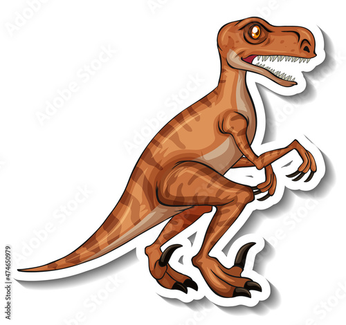 Velociraptor dinosaur cartoon character sticker