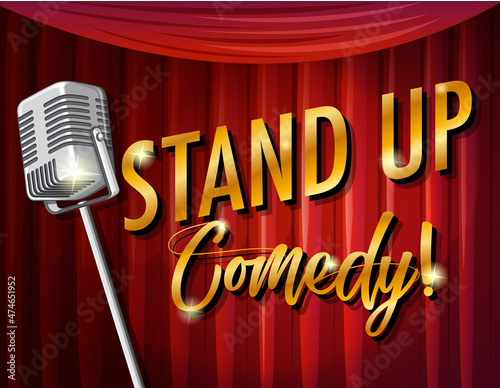 Stand up comedy banner with vintage microphone