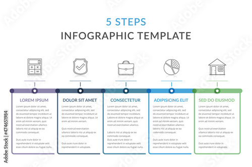 Infographic template with 5 steps, workflow, process chart