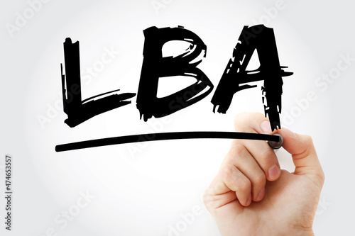 LBA - Logical Block Addressing acronym with marker, technology concept background photo