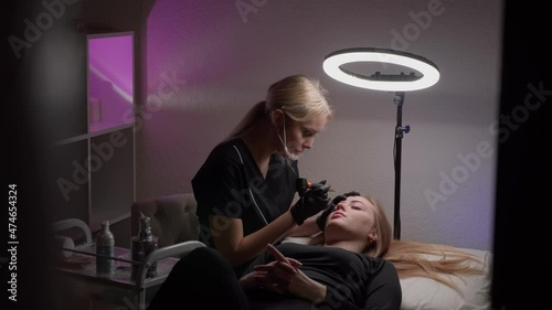 Permanent makeup in a beauty salon