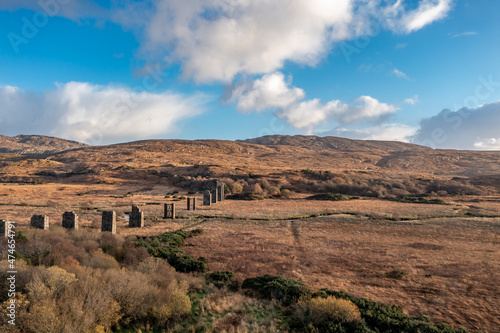 Aerial view of the Owencarrow Railway Viaduct by Creeslough in County Donegal - Ireland photo