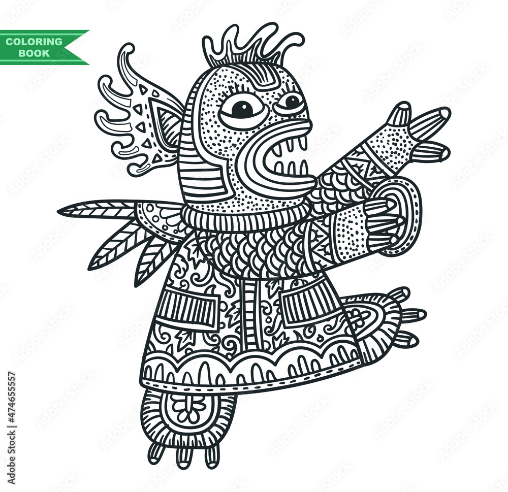 Fototapeta premium Monster coloring book illustration, zentangle animal