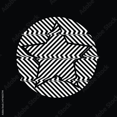 Glitch distorted geometric shape . Minimal art design . Destroyed melting logo . Trendy defect error shapes . Glitched design element .Broken effect .vector 
