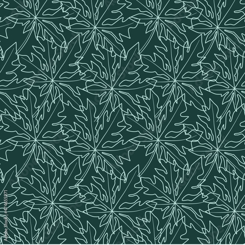 seamless pattern with leaves in outline style