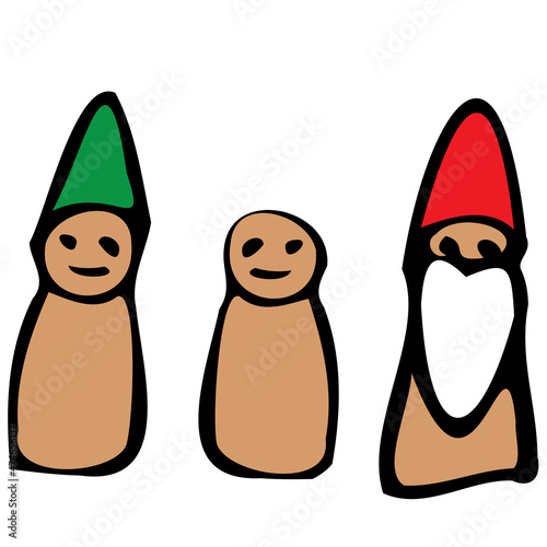 christmas craft peg dolls simple vector clip art