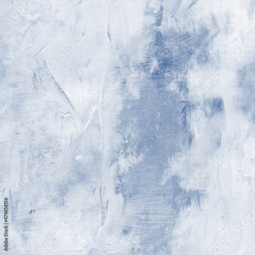 Abstract painting. Acrylic texture in cyanotype monochrome blue . Modern art landscape. Painted background, concept of sky, snow, ice