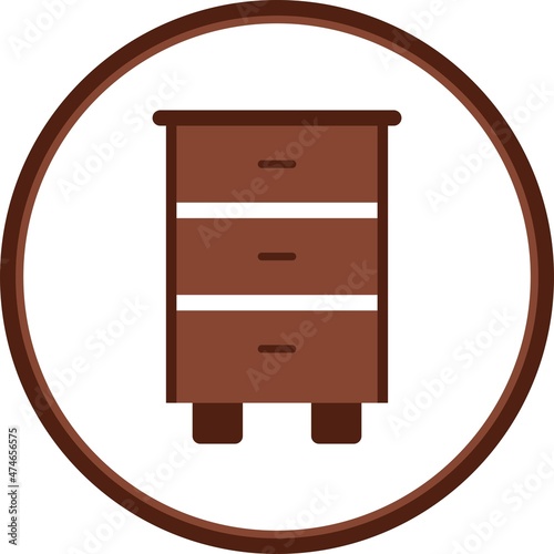 Chest Of Drawers Flat Circle Vector Icon Design