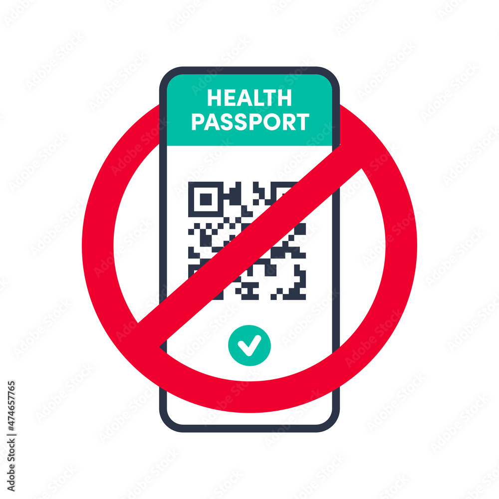 No QR code vector sign. QR code on smartphone screen in red crossed out