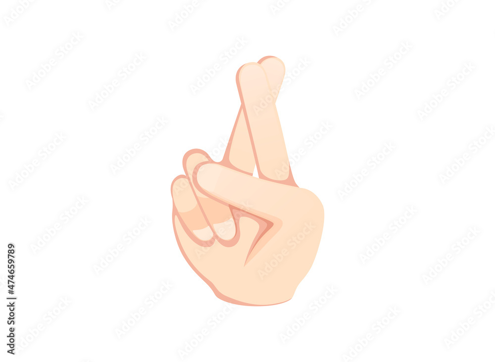 Crossed fingers icon. Hand gesture emoji illustration