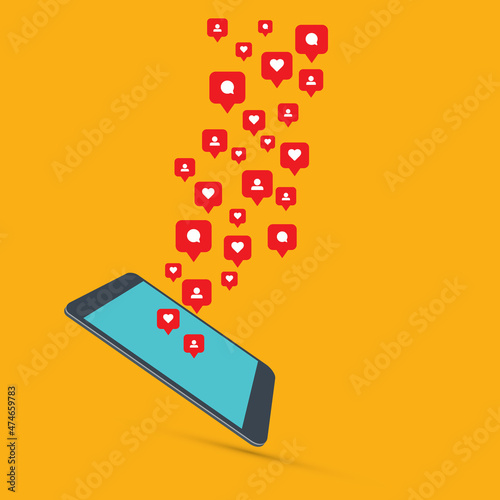Social media notification icon. Follow, like, new comments symbol. Social networking. Vector illustration.