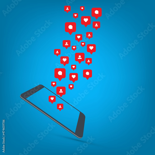 Social media notification icon. Follow, like, new comments symbol. Social networking. Vector illustration.