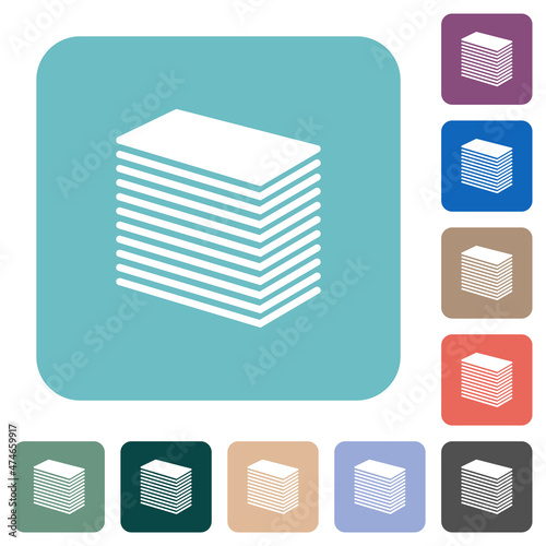 Paper stack solid rounded square flat icons