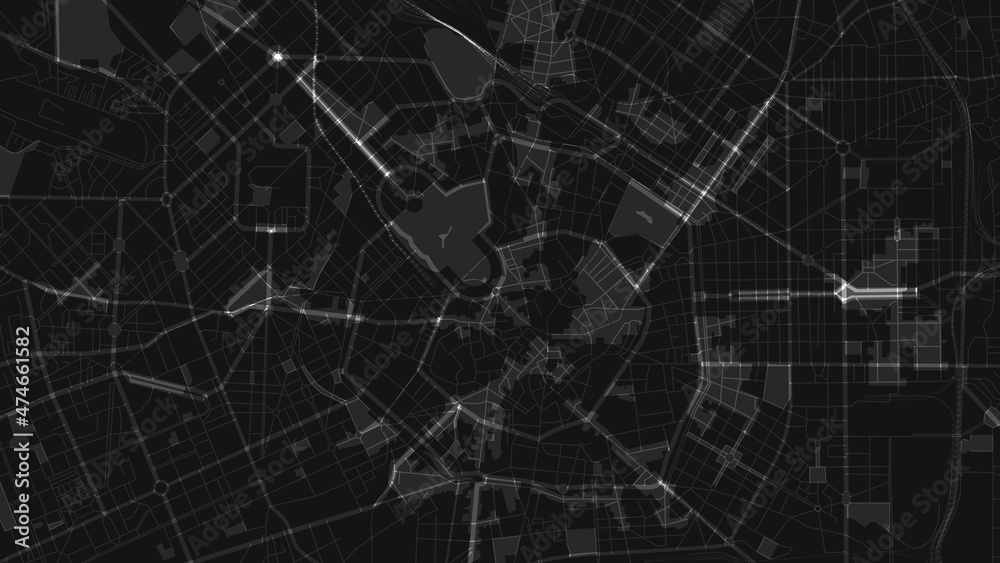 Naklejka premium black and white map city of Milan