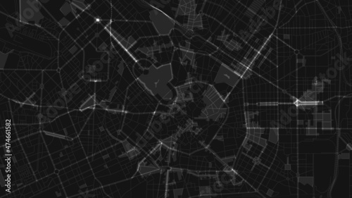 black and white map city of  Milan