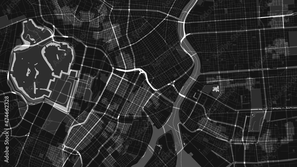 black and white map city of Tiyoda