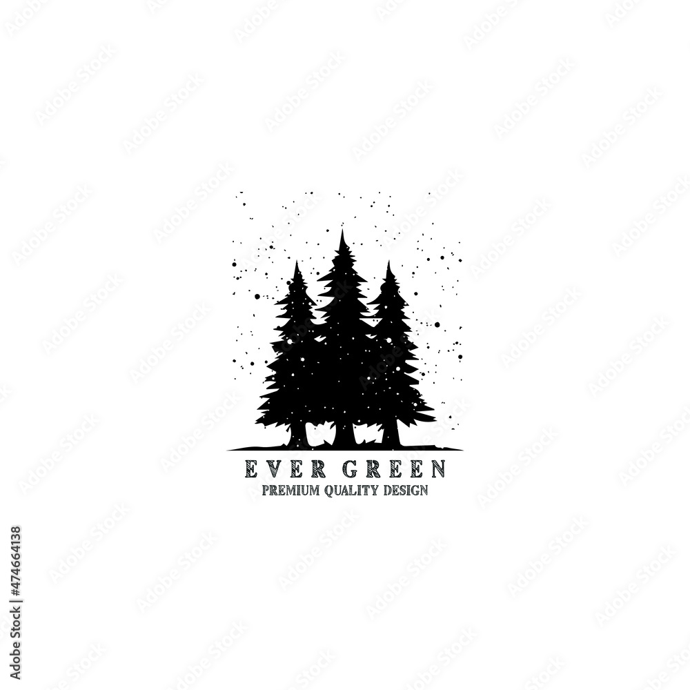 Obraz premium vintage pine tree logo design vector, green vector logo design collection