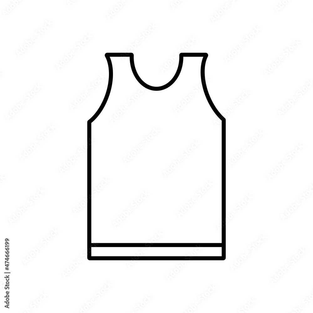 Men undershirt icon. Silhouette of clothes. Sleeveless apparel. Simple flat sign. Vector illustration. Stock image. 
