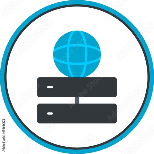 Servers Line Flat Circle Vector Icon Design