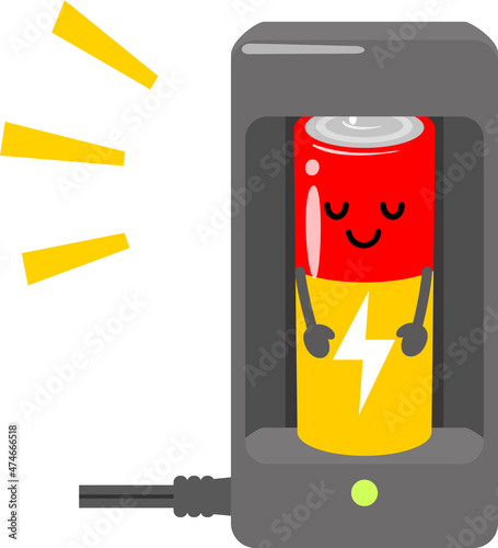 充電中の乾電池のキャラクター
