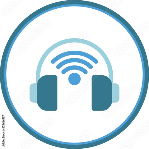  Headphones Flat Circle Vector Icon Design.