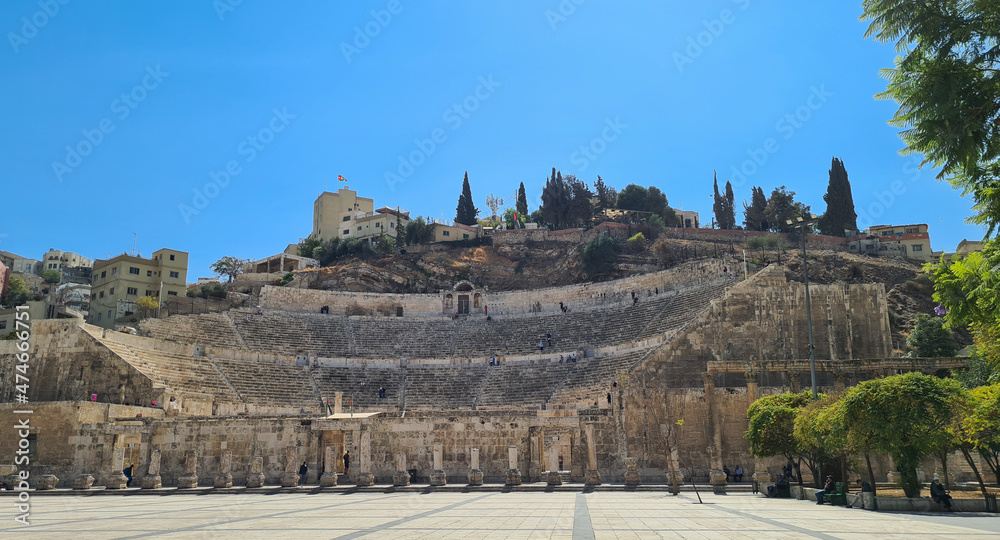 Roman Theater historical site at the center of downtown Amman,  capital of Jordan, Middle East