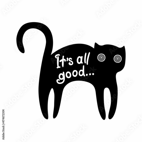 illustration of a black cat on a white background