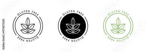 Gluten free icon vector. Gluten free label vector icons set. No wheat symbols templates design for gluten free food package. an be used for topics like food, allergy, intolerance.