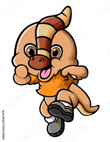 The sporty runner parasaurolophus is running