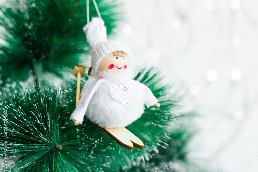 Obraz premium decoration on the Christmas tree,flowers.balls,concept Christmas and new year.Christmas card,background,calendar.