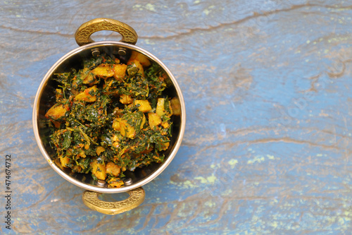 Billede på lærred Indian Cuisine Aloo Methi Sabji or Fenugreek potato sabji