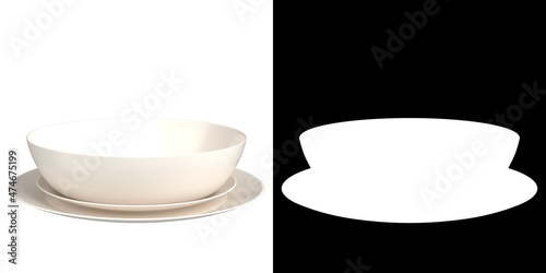 Fotografie 3D rendering illustration of a basic dinnerware set