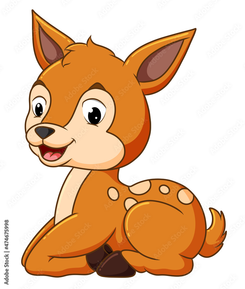 The cute mouse deer is sitting with the happy face The cute mouse deer is sitting with the happy face