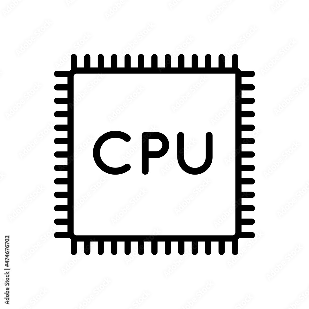 Central processor icon, computing element, information processing in simple style isolated on white background. Vector sign in simple style isolated on white background. Original size 64x64 pixels.