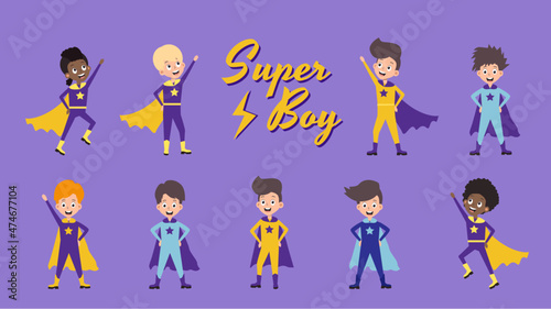 Set of Super Hero, boys, cartoon
