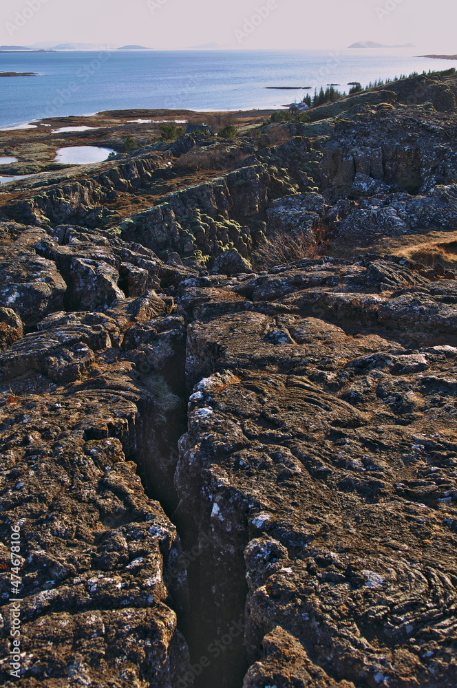 冬のシングヴェトリル国立公園のギャオ