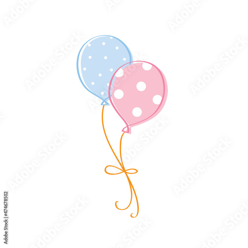  Hand drawn balloons for kids birthday greeting cards, invitations. Vector illustration.