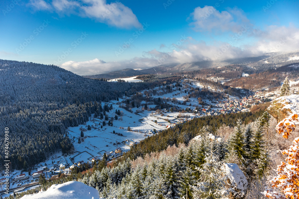 Schöne Winterlandschaft auf den Höhen des Thüringer Waldes bei Oberschönau - Thüringen