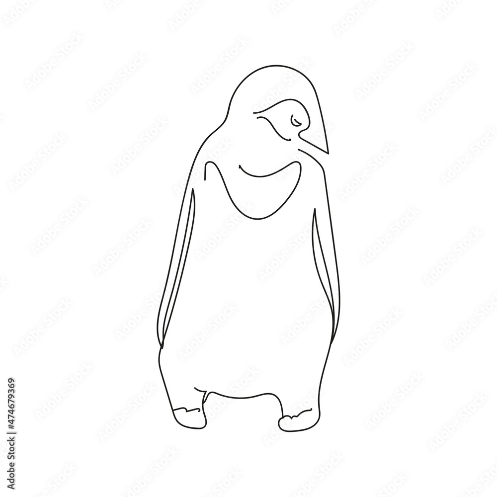 Penguin line art style drawing. Penguin line art style drawing.