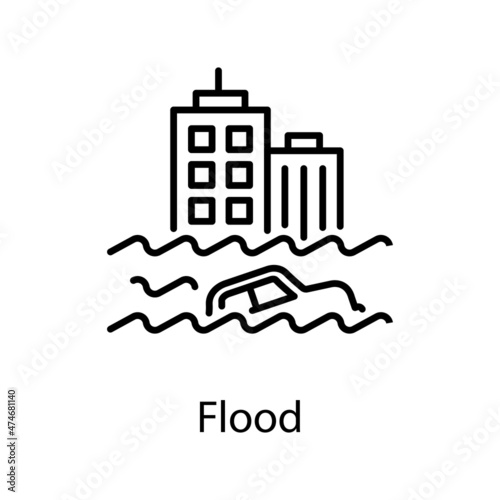 Flood vector Outline Icon Design illustration. Activities Symbol on White background EPS 10 File © Designer`s Circle 