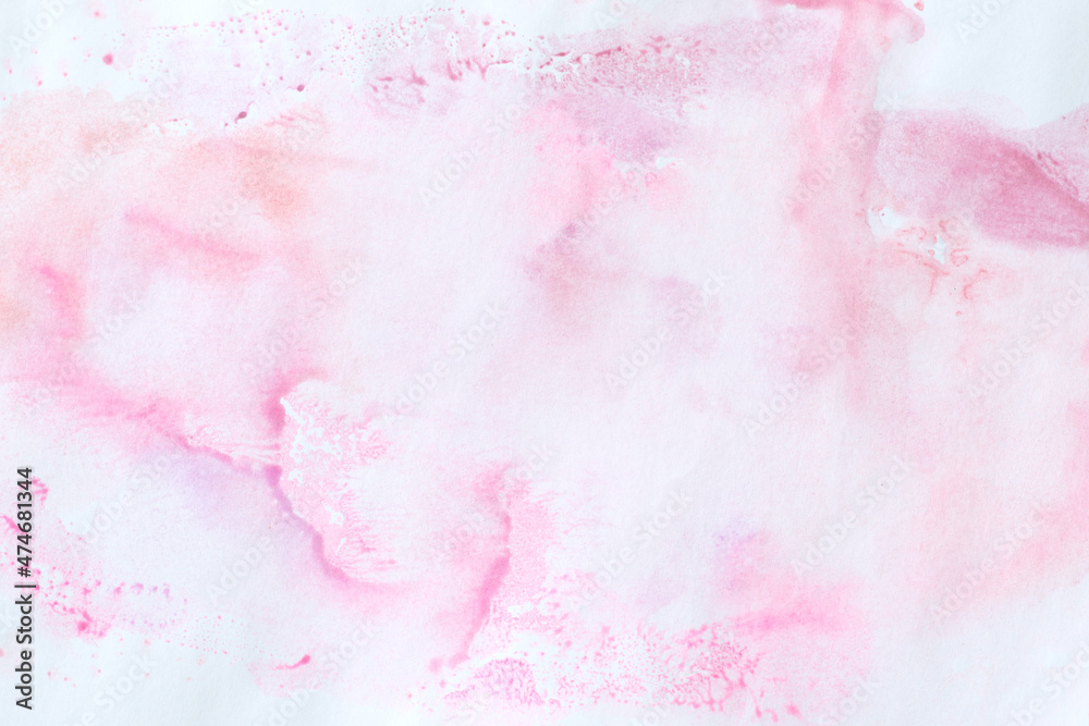 creative pastel pink aquarelle background with paint splashes