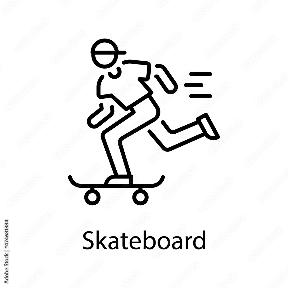 Skateboard vector Outline Icon Design illustration. Activities Symbol on White background EPS 10 File Skateboard vector Outline Icon Design illustration. Activities Symbol on White background EPS 10 File