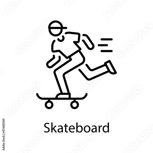 Skateboard vector Outline Icon Design illustration. Activities Symbol on White background EPS 10 File