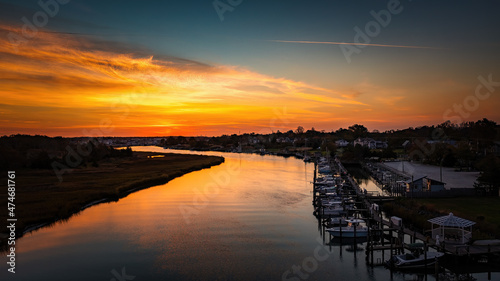Veteran's Day Sunrise
A beautiful sunrise over the Lewes/Rehoboth canal in Delaware.  I decided to fly the drone to capture the boats and reflection of the sunset on the canal photo