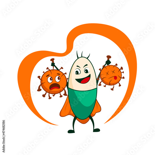Character design medical capsule defeated the virus