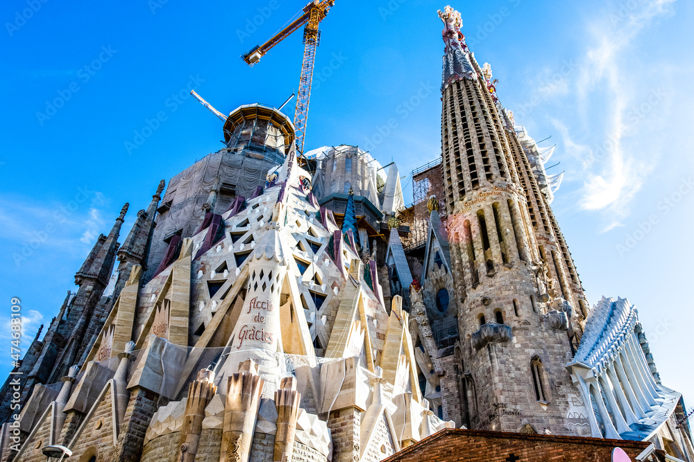 Facade of the Sagrada Familia church in Barcelona, Catalonia, Spain
