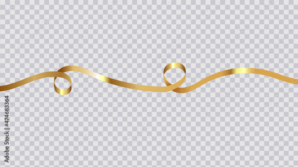 Gold ribbon on a transparent background. Vector illustration. Stock