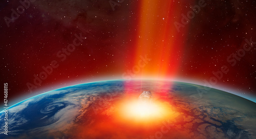 Fototapeta Naklejka Na Ścianę i Meble -  Attack of the asteroid on the Earth 